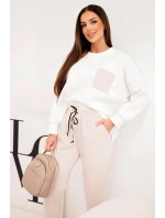 Komplet dámský máslový s kontrastní kapsičkou béžový