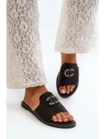 Elegantní Dámské Lesklé Žabky S Ozdobou S.Barski KV27-050 Černé