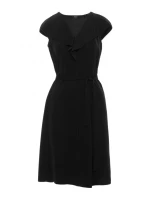 S411 Šaty bez rukávů s volánkovým výstřihem - černé S411 Šaty bez rukávů s volánkovým výstřihem - černé