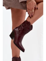 Dámské kotníkové boty na podpatku D8271 Vínová - Sweet Shoes