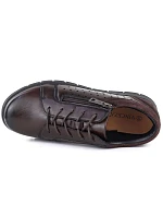 Dámské kožené polobotky na platformovém podpatku hnědé Vinceza 39977