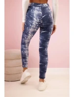 Dámské legíny z bavlny s džínovými roztrženinami modré