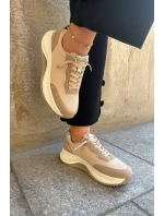 Dámské semišové tenisky na platformě Big Star RR274A345 HI-POLY SYSTEM Tmavě béžové