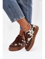 Dámské tenisky na platformě s potisky hnědé Denissa