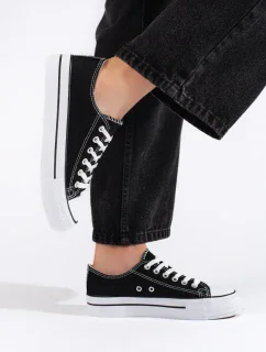 Praktické dámské černé tenisky bez podpatku