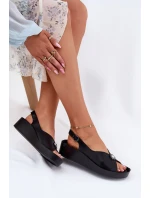 Kožené Dámské Sandály Na Klínu A Platformě S.Barski KV51-020 Černé