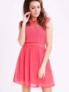 Dámské společenské šaty s rozšířenou sukní EMAMODA malinové - Malinová / L - YNS