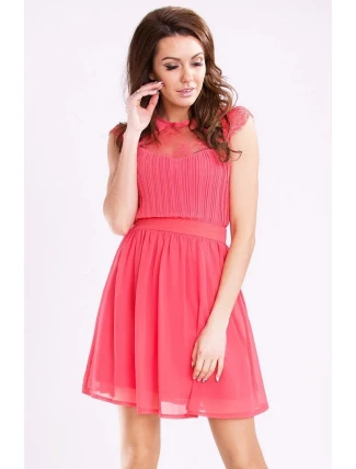 Dámské společenské šaty s rozšířenou sukní EMAMODA malinové - Malinová / L - YNS Dámské společenské šaty s rozšířenou sukní EMAMODA malinové - Malinová / L - YNS