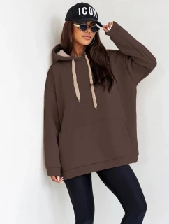 Hrubší dámská klokaní mikina v čokoládové barvě (82131)