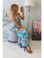 Šaty s motivem listů v mátové barvě