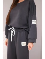 Dámský komplet máslo mikina + kalhoty grafitový
