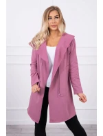 Volná bunda s kapucí 8928 tmavě růžová - Kesi
