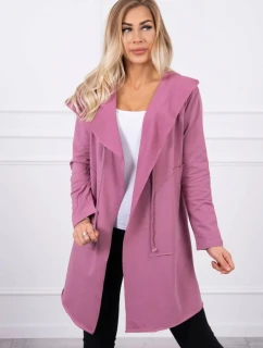 Volná bunda s kapucí 8928 tmavě růžová - Kesi
