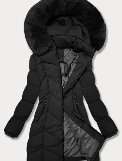 Černá dámská zimní plus size bunda s délkou do poloviny stehen S'west (B8306-1)