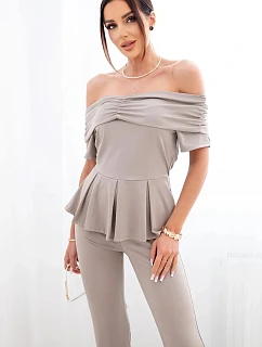 Dámský bavlněný komplet s krátkým rukávem a šortkami žlutý