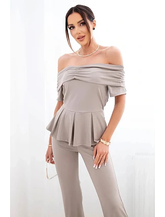 Dámský bavlněný komplet s krátkým rukávem a šortkami žlutý Dámský bavlněný komplet s krátkým rukávem a šortkami žlutý