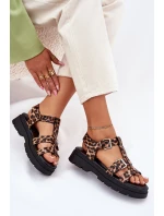 Dámské sandály z eko kůže s přezkami leopard Jeneliena