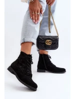 S.Barski dámské kotníkové boty se vzorem, černé