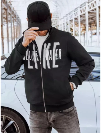 Pánská mikina na zip s potiskem černá FashionStreet BX5413