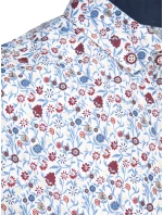 Pánská úzká vzorovaná košile s krátkým rukávem bílá FashionStreet KX1069