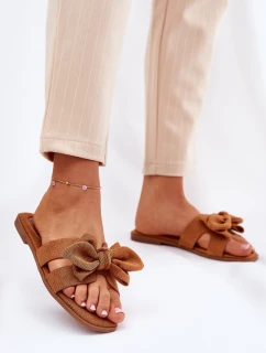 Ploché Dámské Pantofle S Mašlí Camel Tobin