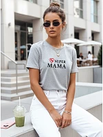 Dámské tričko s potiskem Super Mama světle šedé FashionStreet NX5025RY