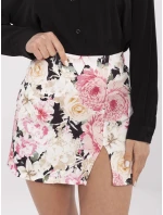 Černo-růžová květovaná krátká dámská šortko-sukně (A8933)