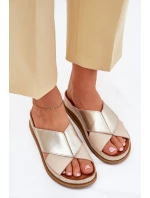 Kožené Dámské Sandály Na Platformě Maciejka L4986-37 Béžovo-Zlaté