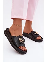 Kožené pantofle s ozdobným detailem S.Barski KV61-6046 Černé