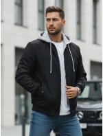 Pánská bunda bomber s kapucí černá FashionStreet TX5021 Pánská bunda bomber s kapucí černá FashionStreet TX5021