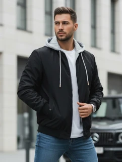 Pánská bunda bomber s kapucí černá FashionStreet TX5021