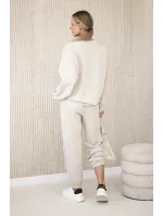 Komplet teplákové + kalhoty máslová látka světle béžová