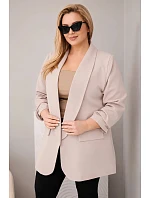 Dámské sako Plus Size elegantní tmavě béžová