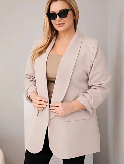 Dámské sako Plus Size elegantní tmavě béžová