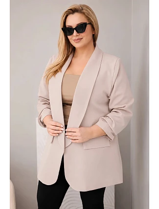 Dámské sako Plus Size elegantní tmavě béžová