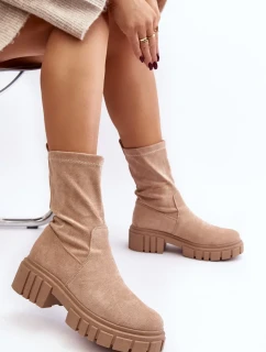 Béžové nazouvací boty Divella Workers na plochém podpatku