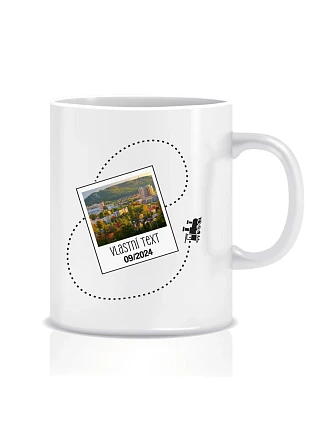 Personalizovaný klasický bílý keramický hrníček 300 ml s fotkou a cestovatelským motivem