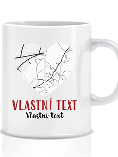 Personalizovaný klasický bílý keramický hrníček 300 ml - Dvě místa, jedno srdce