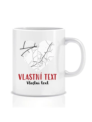 Personalizovaný klasický bílý keramický hrníček 300 ml - Dvě místa, jedno srdce Personalizovaný klasický bílý keramický hrníček 300 ml - Dvě místa, jedno srdce