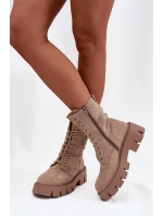 Dámské zateplené kotníkové boty s ozdobou DA183P Béžová - Seastar Dámské zateplené kotníkové boty s ozdobou DA183P Béžová - Seastar