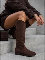 Dámské kovbojské boty s prolamovaným vzorem, hnědé, FashionStreet ZY1467