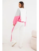 Dámský komplet masełko s volnou mikinou a kalhotami se širokou nohavicí růžový