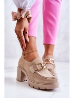Elegantní boty se zlatým zdobením Světle béžová Harmell