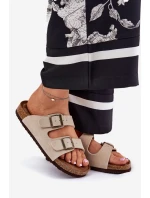 Dámské Zamszové Klapky S Přezkami Big Star RR274A391 Béžové