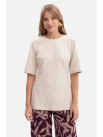 B305 Pletený top s peplum - pískový B305 Pletený top s peplum - pískový