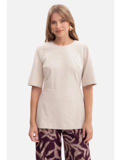 B305 Pletený top s peplum - pískový