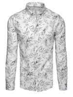 Pánská bílá košile s listy FashionStreet DX2638