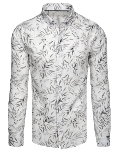 Pánská bílá košile s listy FashionStreet DX2638