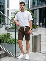 Pánské teplákové kraťasy s tkaničkou, hnědé, FashionStreet SX2628 Pánské teplákové kraťasy s tkaničkou, hnědé, FashionStreet SX2628