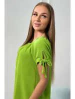 Šaty s vázáním na rukávech pistáciové barvy